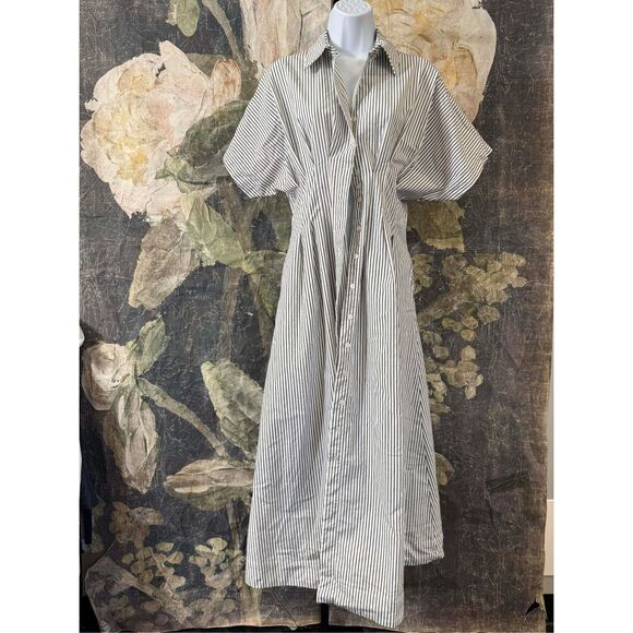 New Anthropologie The Tobie Button-Front Pleated Shirt Dress by Exquise Size S - Picture 10 of 11